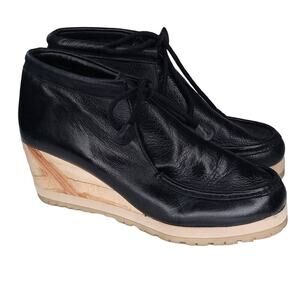 Ecote Leather Wedge Boots With Wood Heel Women's Size 9 2.5" Heel